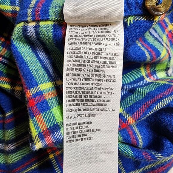 Abercrombie & Fitch Flannel Shirt Mens XXL 2XL Plaid Blue Colorful Muscle Cotton - Picture 7 of 11